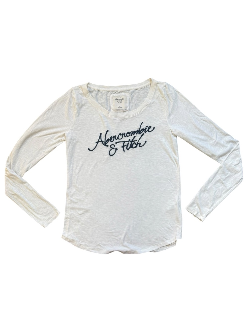 Abercrombie and Fitch Long Sleeve Script Writing Top Size Medium